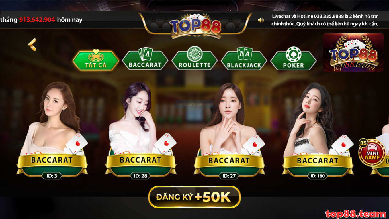 Live Casino Top88: Sảnh Cược Hàng Đầu Cho Tín Đồ Casino Online